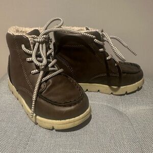 Brown Kids Boots with Cream Laces